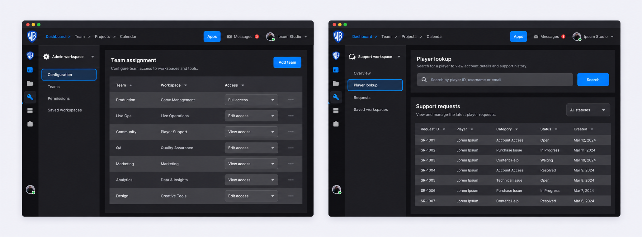 Generated reconstruction of admin and support workspace states