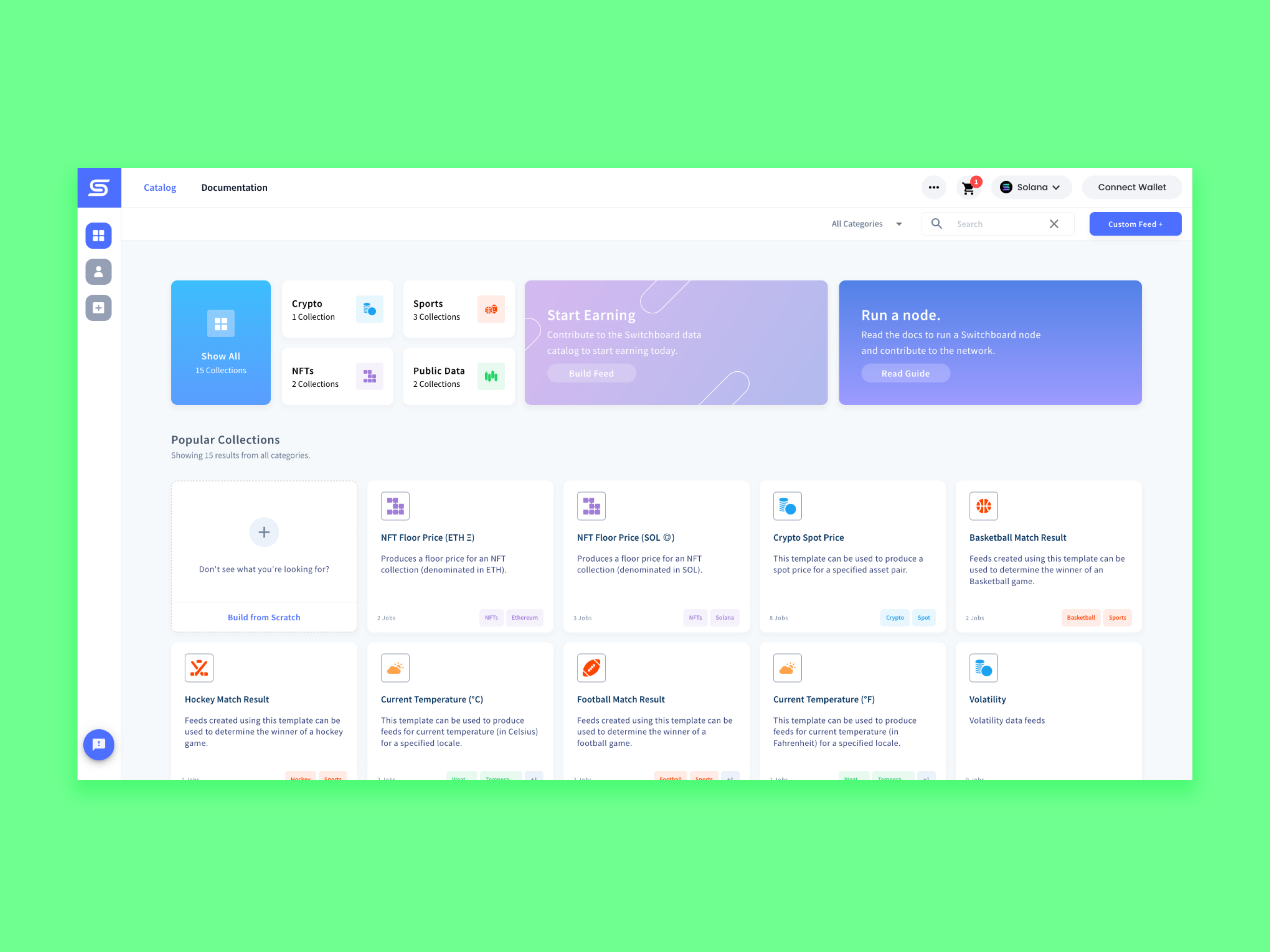 Switchboard marketplace catalog: recognizable data products.